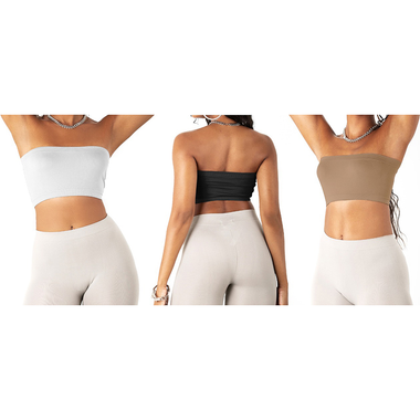 Women's Seamless Strapless Bandeau Crop Tube Top Bralettes (2-Pack) product image