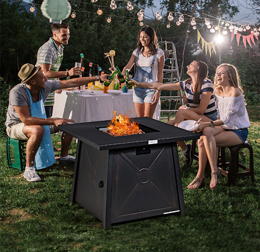 30-Inch Square Propane Gas Fire Pit Table with Weather Cover product image