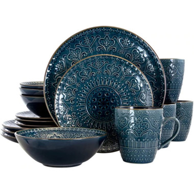 Elama™ Deepsea Mozaic 16-Piece Round Stoneware Dinnerware Set product image
