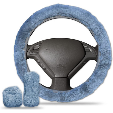 Zone Tech Fluffy Plush Warm Sheepskin Steering Wheel Cover Set product image