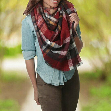 Women's Assorted Oversized Plaid Blanket Scarf (2-Pack) product image
