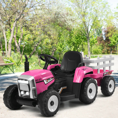 Kids' 12V Ride-on Tractor with Trailer and Parent Remote Control product image