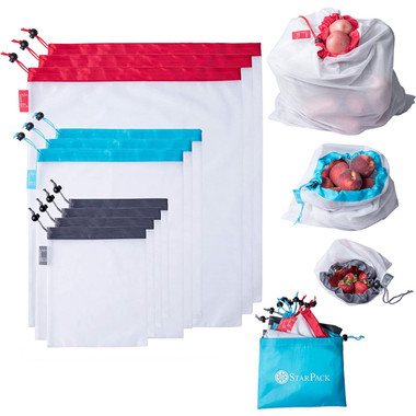 StarPack® Reusable 10-Piece Produce Bags with Storage Pouch product image