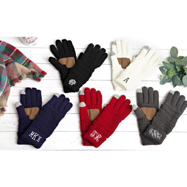 Personalized Monogrammed Knit Gloves for Women product image
