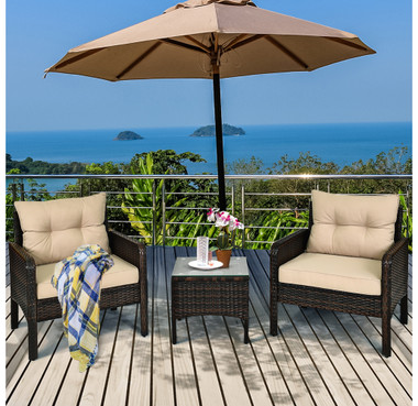 Cushioned Rattan 3-Piece Patio Furniture Set product image