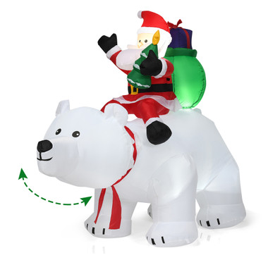 Inflatable 6.5-Foot Head-Shaking Polar Bear with Santa product image