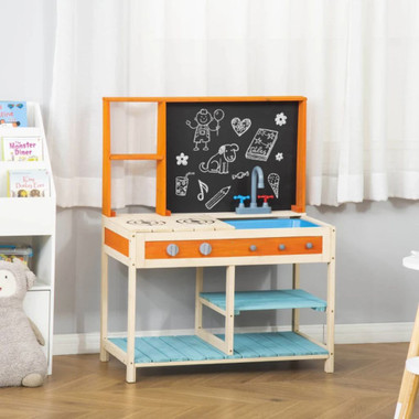 Kids' Wooden Kitchen Playset with Chalkboard product image