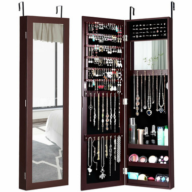 Wall or Door Mounted Mirrored Jewelry Cabinet product image