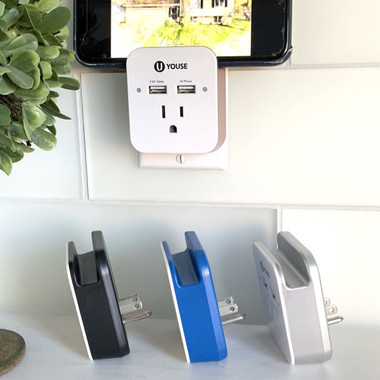Youse™ 2.4-Amp Dual USB Wall Plate with Smartphone Holder product image