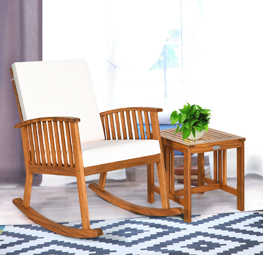 Acacia Wood Patio Rocking Chair & Coffee Table product image
