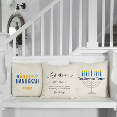 Personalized Hanukkah Throw Pillow Covers product image