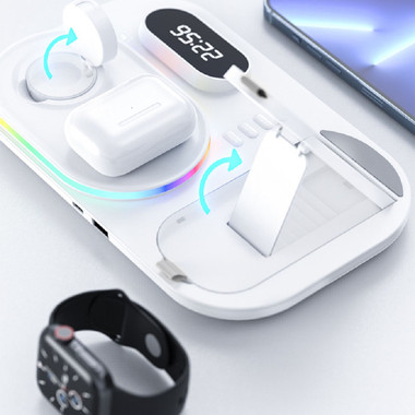 4-in-1 Wireless Charging Station with Clock and Night Light product image