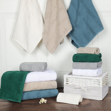 6-Piece Ribbed Cotton Medium-Weight Bath Towel Set product image