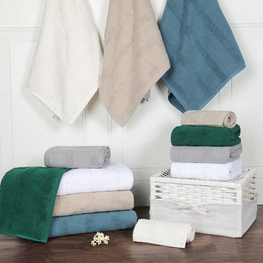3-Piece Solid Ribbed Turkish Cotton Quick-Dry Highly Absorbent Towel Set product image