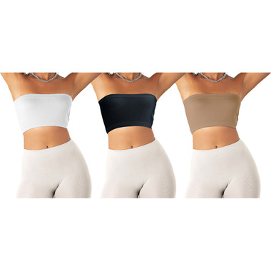 Women's Seamless Strapless Bandeau Crop Top (3-Pack) product image