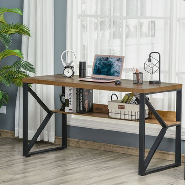 Homcom® 55-Inch Industrial Writing Desk with Storage Shelf product image