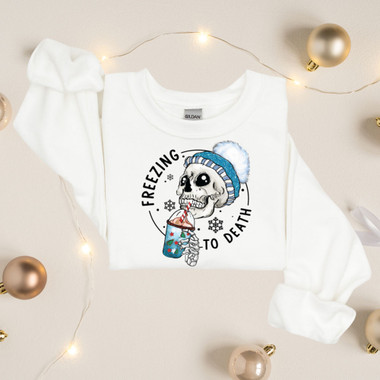 'Freezing to Death' with Skull and Milkshake Graphic T-Shirt or Sweater product image