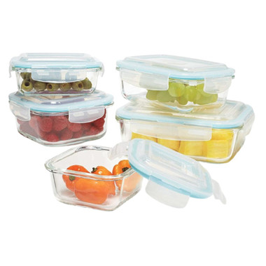 CHEER COLLECTION 7-piece Plastic Stackable Airtight Food Storage Container  Set - Blue CC-7PCFSTRCNR-BLU - The Home Depot