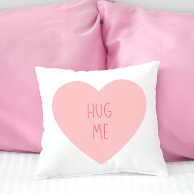 18-Inch Farmhouse 'Hug Me' with Candy Heart Graphic Pillow Cover product image
