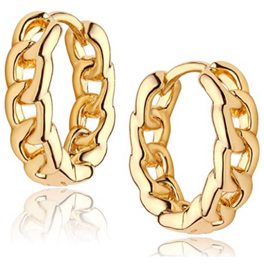 18K-Gold-Plated Chain Link Huggie Earrings product image