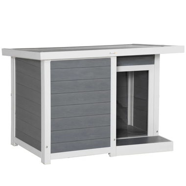 PawHut™ Outdoor Cabin-Style Gray Dog House product image