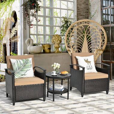 3-Piece Patio Rattan Furniture Set with Storage Table product image