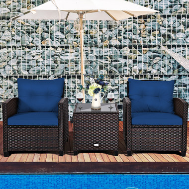 3-Piece Rattan Patio Furniture Set with Table product image