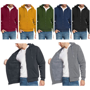 Men's Sherpa-Lined Fleece Full-Zip Hoodie product image