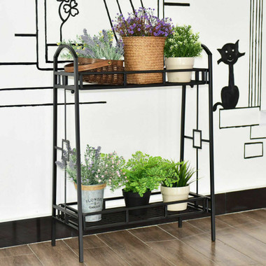 2-Tier Heavy-Duty Metal Flower Pot Rack product image