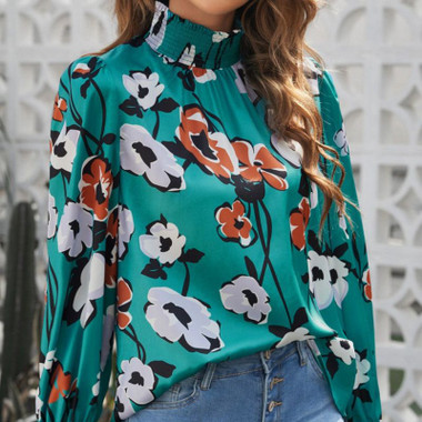 Artsy Floral Soft Satin Blouse product image