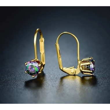 18K-Gold Plated Mystic Topaz CZ Leverback Earrings product image