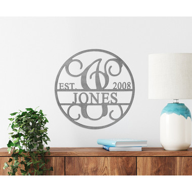 Personalized 15-Inch Established Circle Monogram Name Date Metal Sign product image