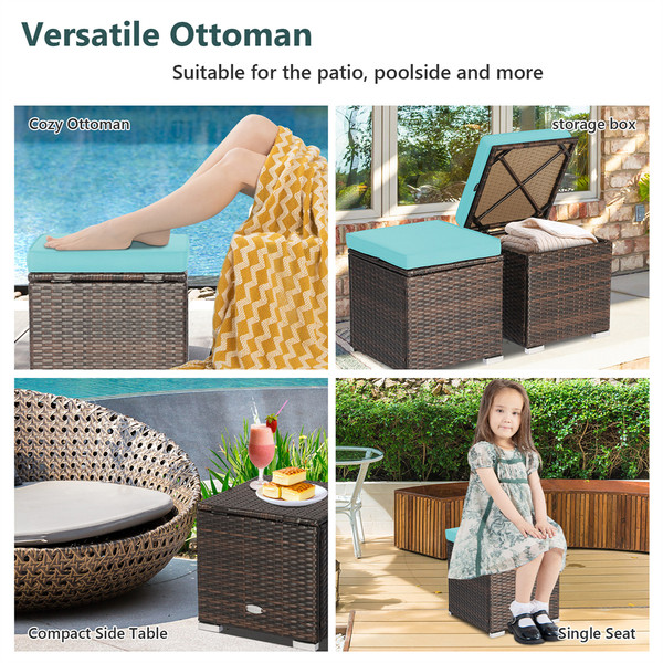 Patio Rattan Ottomans with Hidden Storage Space (Set of 2) product image