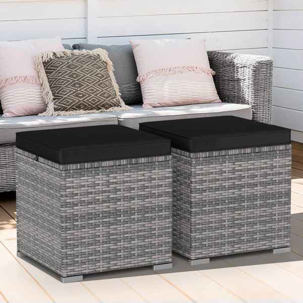 Patio Rattan Ottomans with Hidden Storage Space (Set of 2) product image