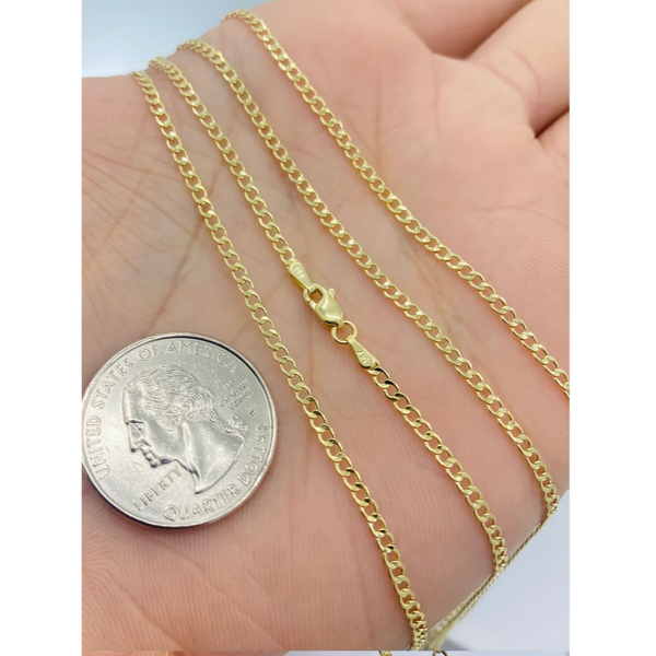 14K Solid Yellow Gold 3mm Cuban Chain Necklace product image