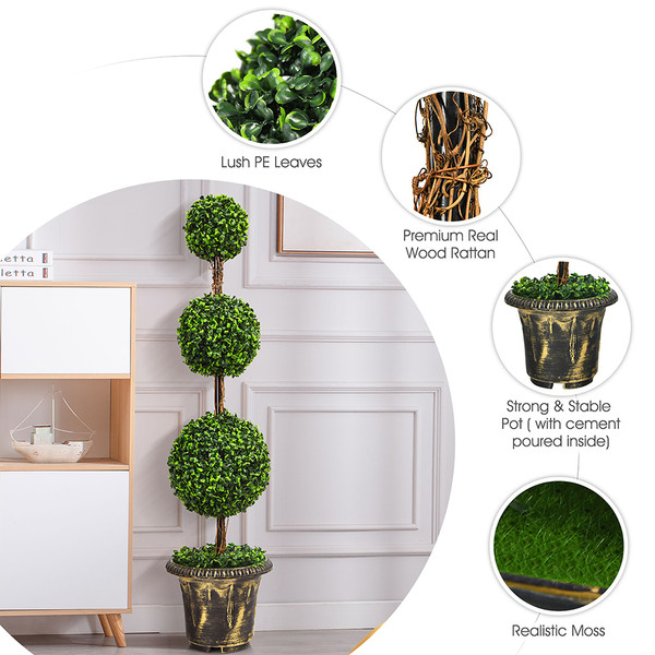 4-Foot Artificial Topiary Vertical Triple Ball Tree product image