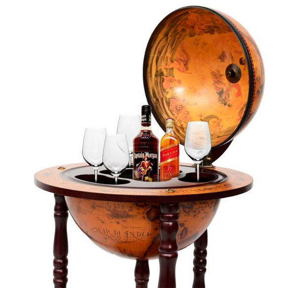 16th Century Italian Wood Globe 36'' Wine Bar product image