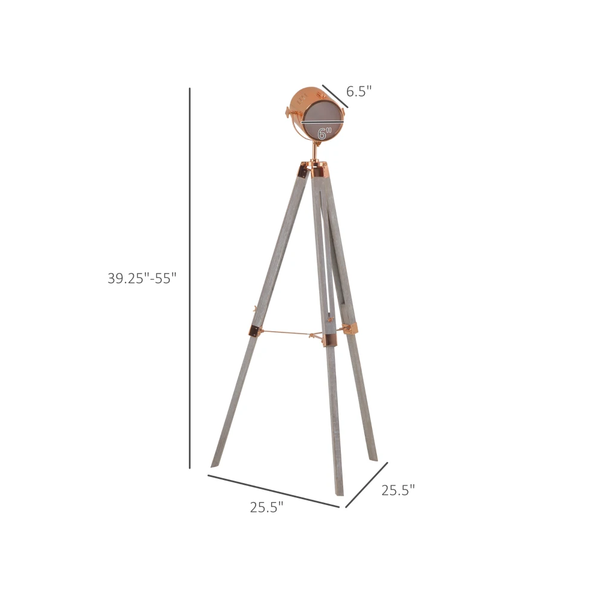 HOMCOM® Height-Adjustable Vintage Tripod Floor Lamp with Nautical Spotlight product image