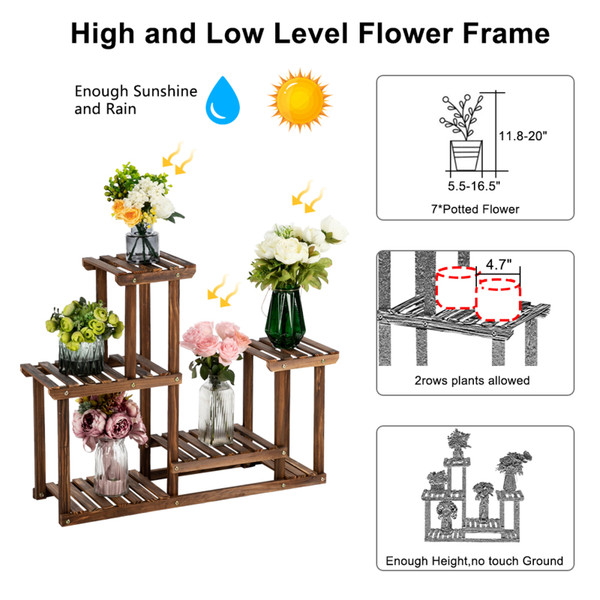 6-Tier Multi-function Carbonized Wood Plant Stand product image