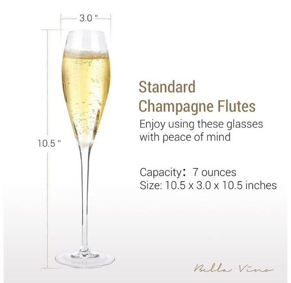 Bella Vino 10.5” Hand Blown Crystal Champagne Flutes (Set of 2) product image