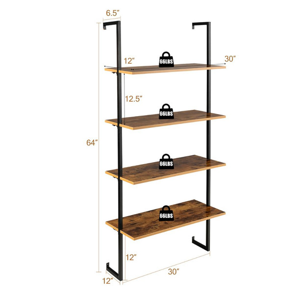 4-Tier Industrial Ladder Shelf product image