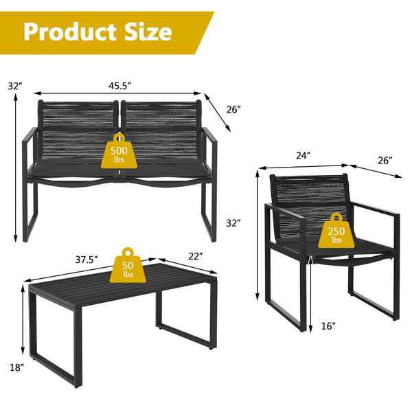 4-Piece Patio Furniture Conversation Set with Loveseat product image