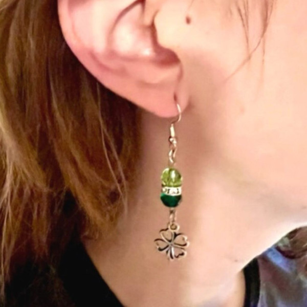 Handcrafted St. Patrick's Day Shamrock Dangle Earrings product image