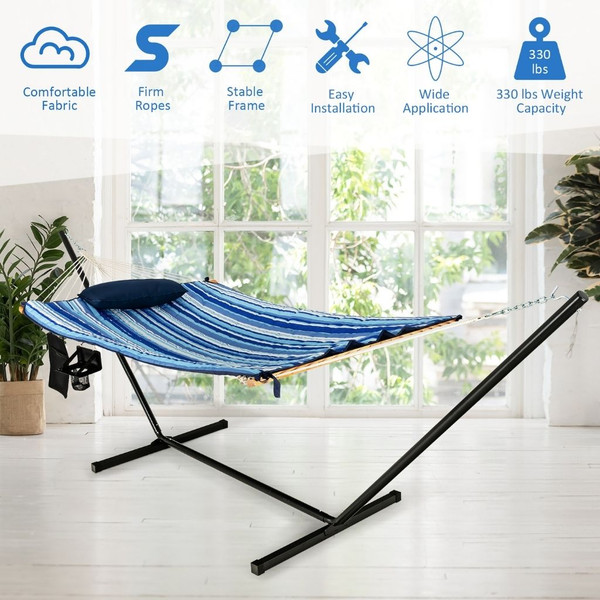 Cotton Hammock with Stand, Pillow, and Cup Holder product image