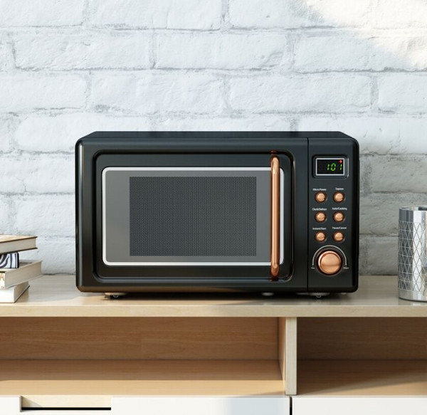 Black & Rose Gold Retro Countertop Microwave Oven product image