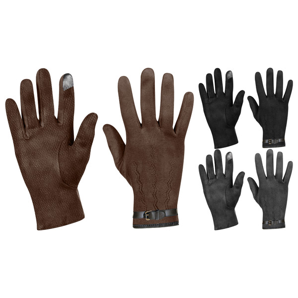 Women's Suede Touchscreen Winter-Weather Insulated Gloves (2-Pair) product image