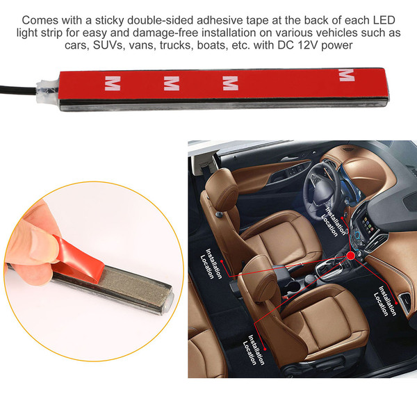 36-LED Multicolor 12V Car Atmosphere Light Strips with Remote product image