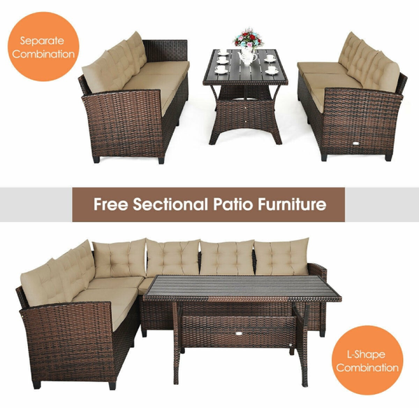Rattan 3-Piece 6-Seat Patio Dining Set product image