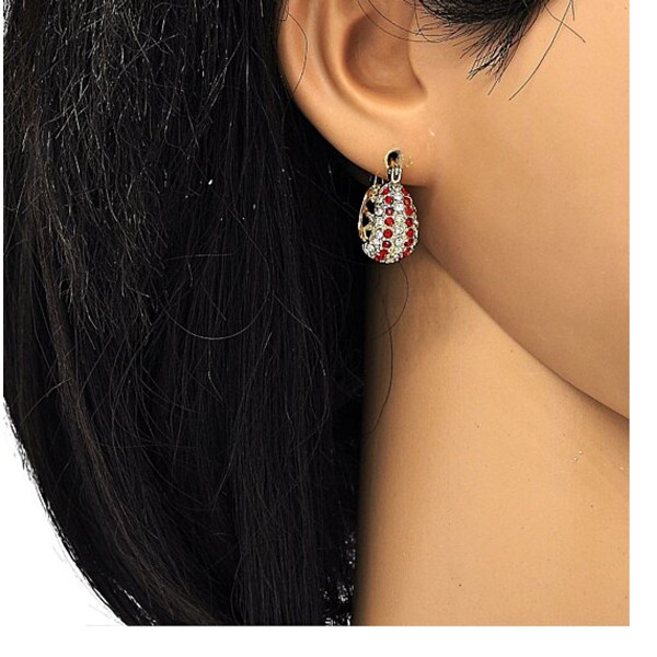 18K Gold-Filled High-Polish Red & White Crystal Earrings product image