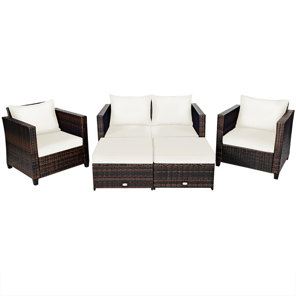 Rattan 5-Piece Cushioned Patio Set product image